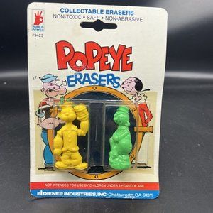 Vintage 1981 Popeye Collectable Pencil Erasers Diener Industries 2 Pack